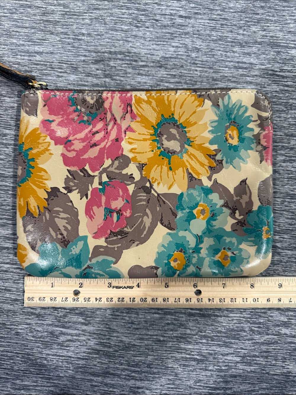 Patricia Nash Floral Zip Wristlet in Cream with Yellow, Teal & Pink - Picture 5 of 5